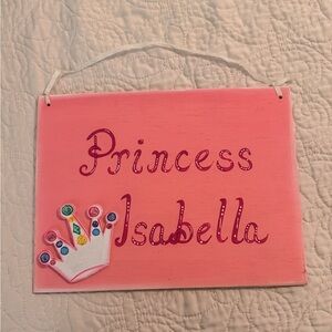 Pink Princess Name Wall Plaque for Kids - Isabella